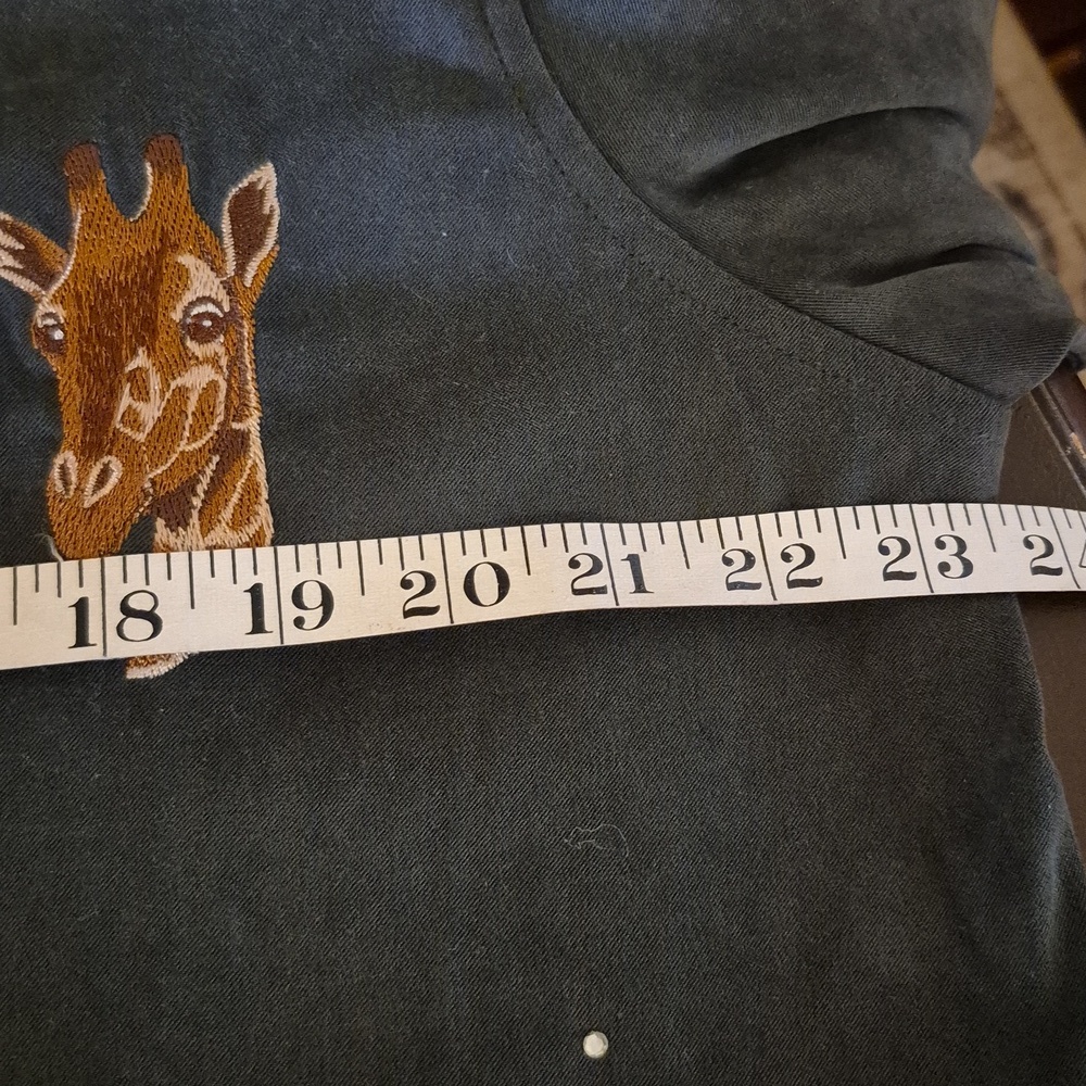 Quacker Factory Vintage Green Faux Suede Embroidered Giraffe Motif.(#1824) Sz.L. - Picture 8 of 15